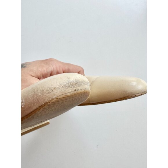 STUART WEITZMAN Ivory Leather Cap Toe Slingback Pearl Ballet Flats, Size 7.5 - Picture 6 of 16